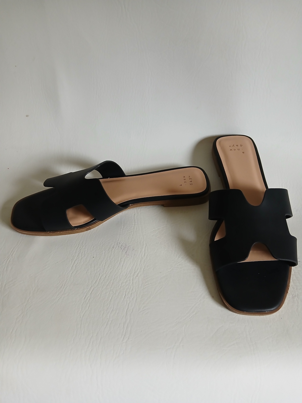 a new day Black Open-Toe Slide Sandals Sz11M